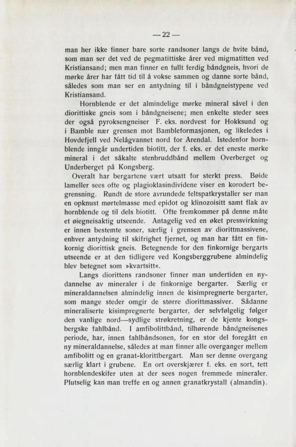 Hornblende er det almindelige mørke mineral såvel i den diorittiske gneis som i båndgneisene; men enkelte steder sees der også p^rol<bengn6ibel F. eks.