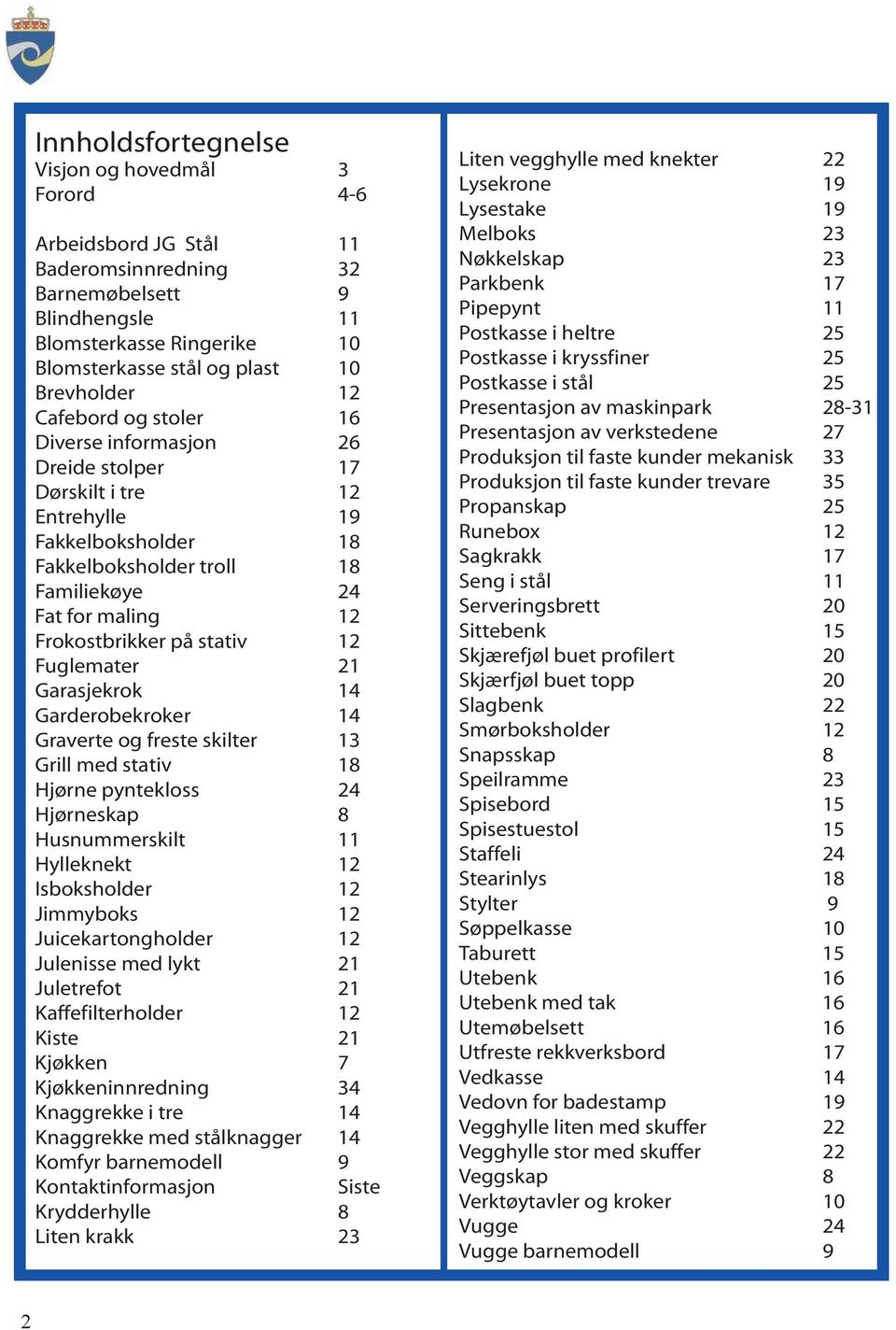 stativ 12 Fuglemater 21 Garasjekrok 14 Garderobekroker 14 Graverte og freste skilter 13 Grill med stativ 18 Hjørne pyntekloss 24 Hjørneskap 8 Husnummerskilt 11 Hylleknekt 12 Isboksholder 12 Jimmyboks