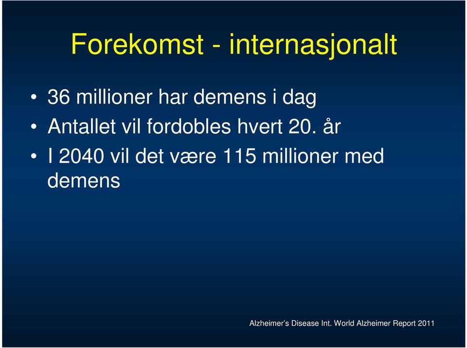 år I 2040 vil det være 115 millioner med demens