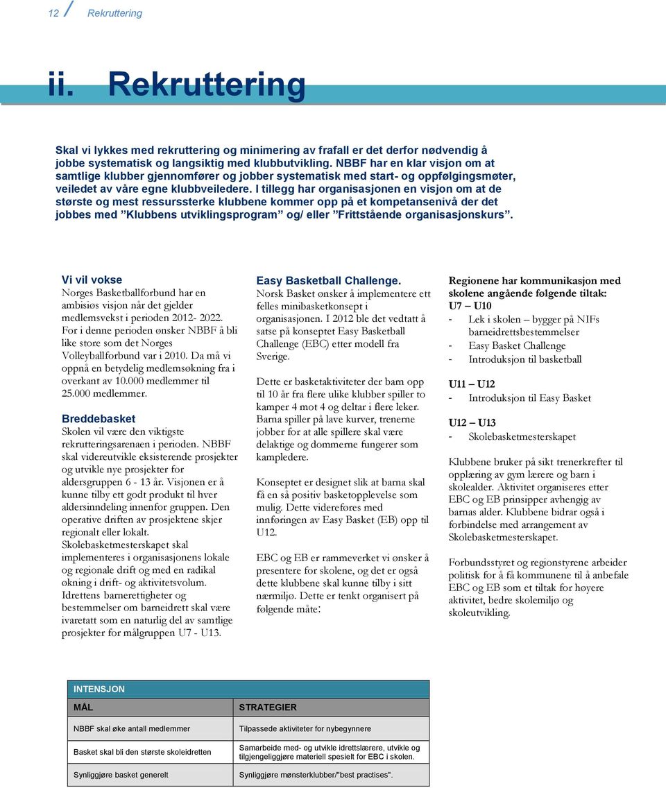 I tillegg har organisasjonen en visjon om at de største og mest ressurssterke klubbene kommer opp på et kompetansenivå der det jobbes med Klubbens utviklingsprogram og/ eller Frittstående