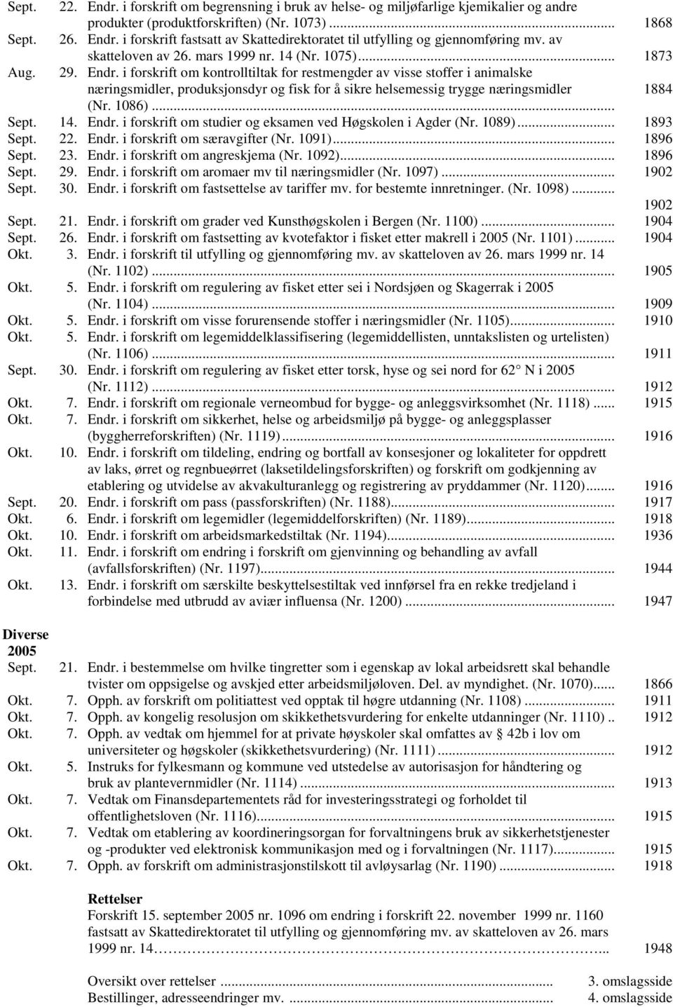 i forskrift om kontrolltiltak for restmengder av visse stoffer i animalske næringsmidler, produksjonsdyr og fisk for å sikre helsemessig trygge næringsmidler 1884 (Nr. 1086)... Sept. 14. Endr.