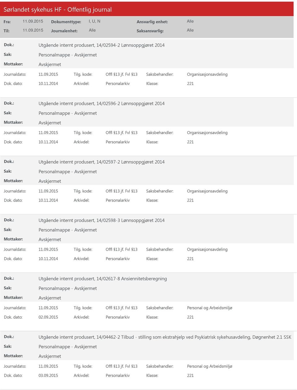 Utgående internt produsert, 14/02617-8 Ansiennitetsberegning Personalmappe - Dok. dato: 02.09.