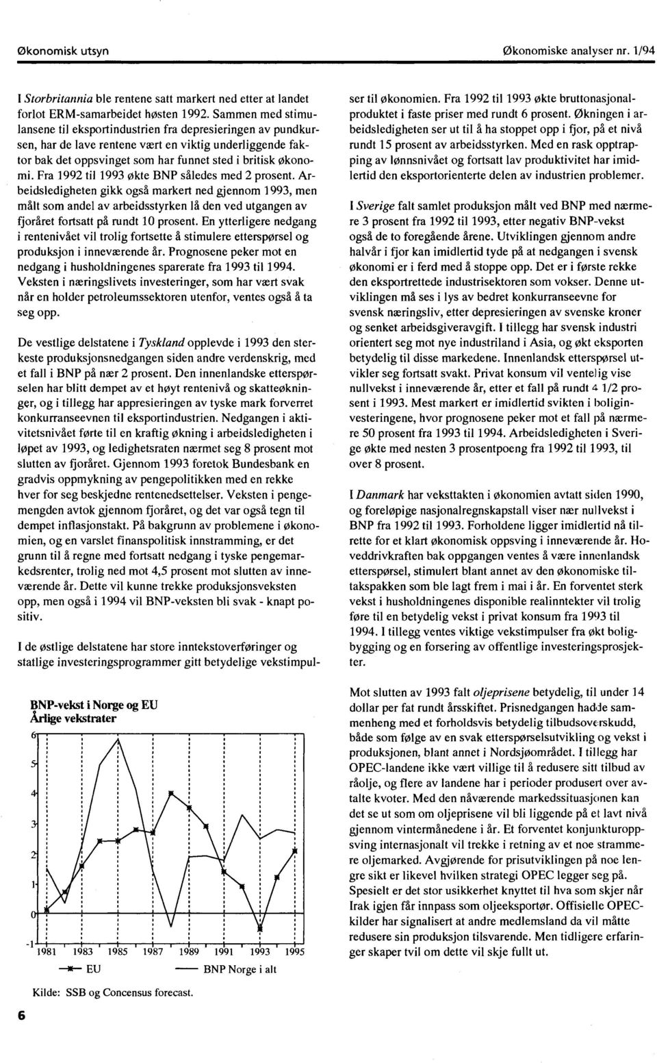 Fra 1992 til 1993 økte BNP således med 2 prosent.