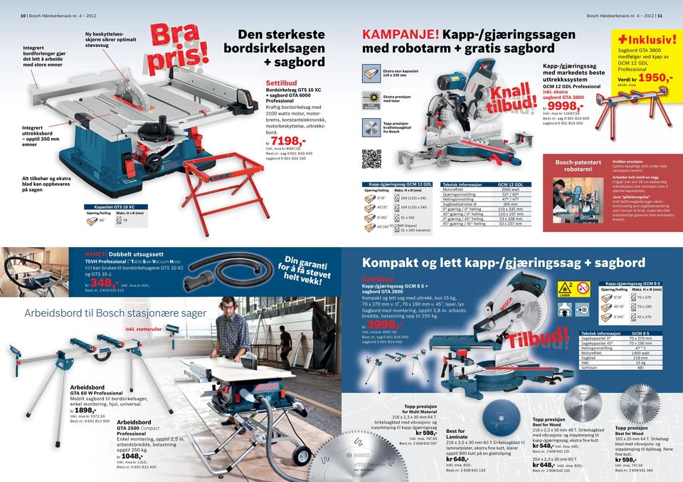 Integrert uttrekksbord opptil 350 mm emner KAMPANJE!