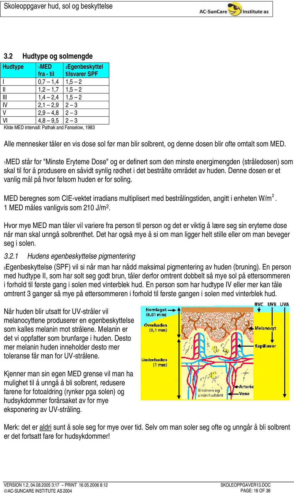 1MED står for "Minste Eryteme Dose" og er definert som den minste energimengden (stråledosen) som skal til for å produsere en såvidt synlig rødhet i det bestrålte området av huden.