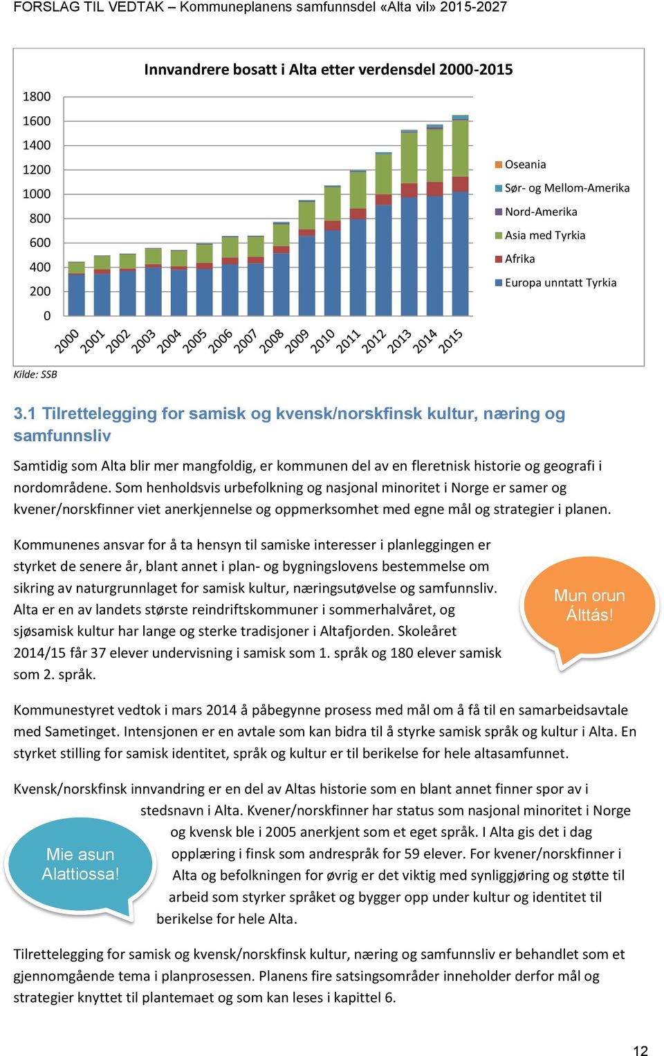 Som henholdsvis urbefolkning og nasjonal minoritet i Norge er samer og kvener/norskfinner viet anerkjennelse og oppmerksomhet med egne mål og strategier i planen.