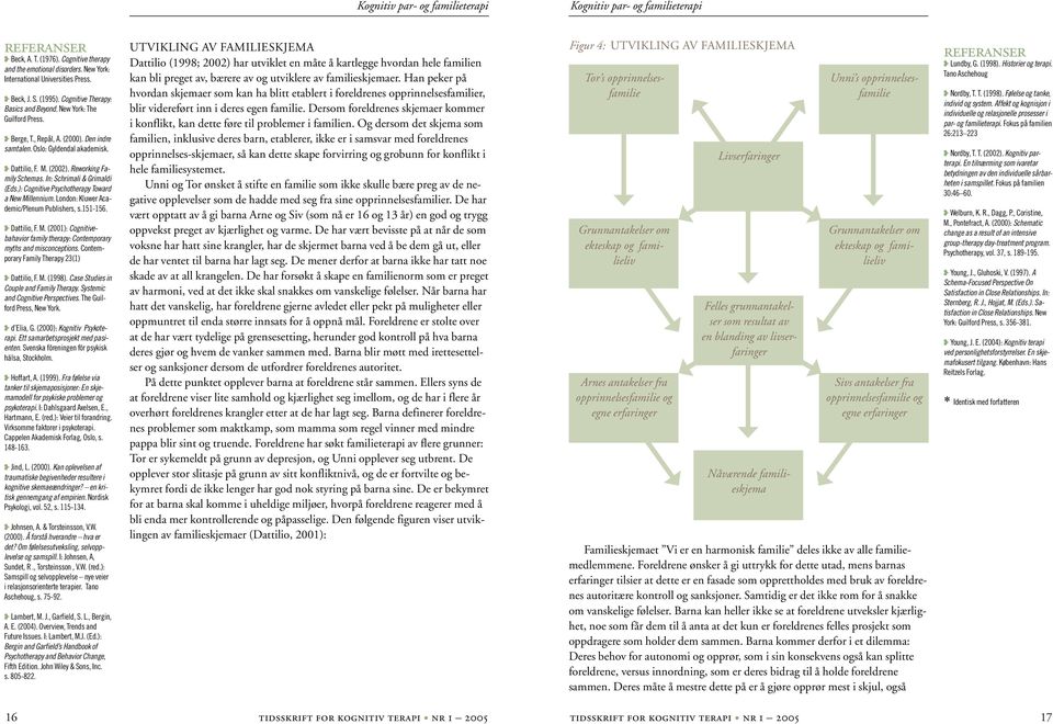 Reworking Family Schemas. In: Schrimali & Grimaldi (Eds.): Cognitive Psychotherapy Toward a New Millennium. London: Kluwer Academic/Plenum Publishers, s.151-156. Dattilio, F. M. (2001): Cognitivebahavior family therapy: Contemporary myths and misconceptions.