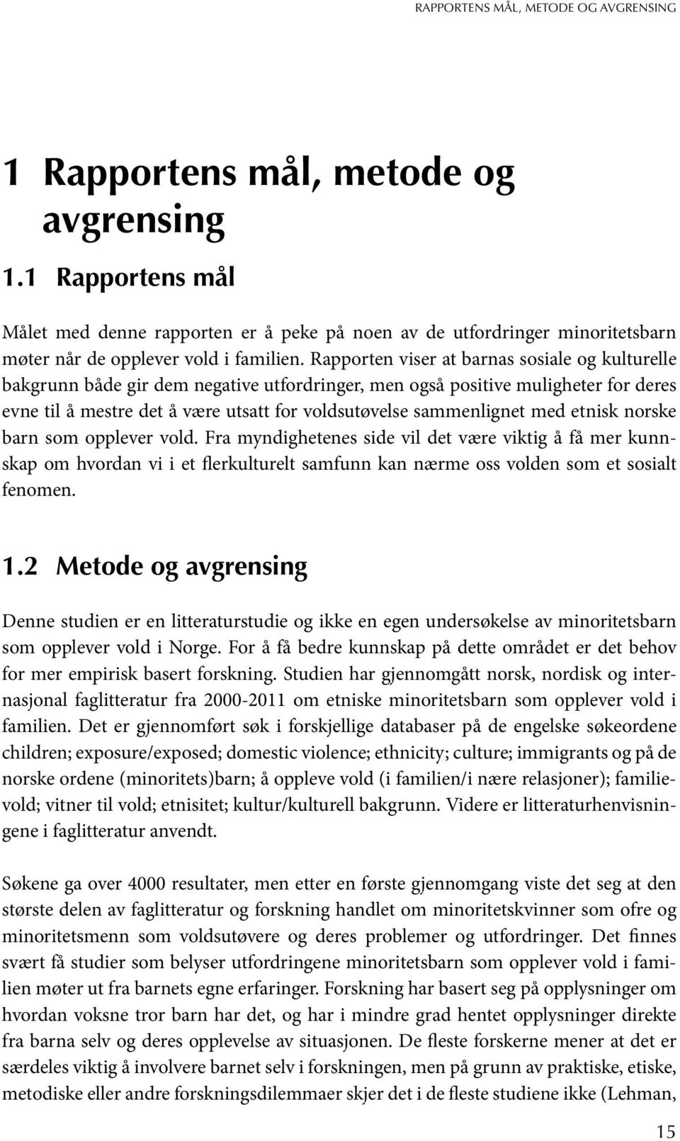 Rapporten viser at barnas sosiale og kulturelle bakgrunn både gir dem negative utfordringer, men også positive muligheter for deres evne til å mestre det å være utsatt for voldsutøvelse sammenlignet