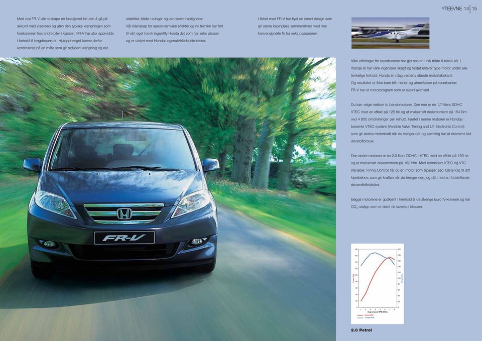 Vår lidenskap for aerodynamiske effekter og ny teknikk har ført til vårt eget forretningsjetfly Honda Jet som har seks plasser og er utstyrt med Hondas egenutviklede jetmotorer.