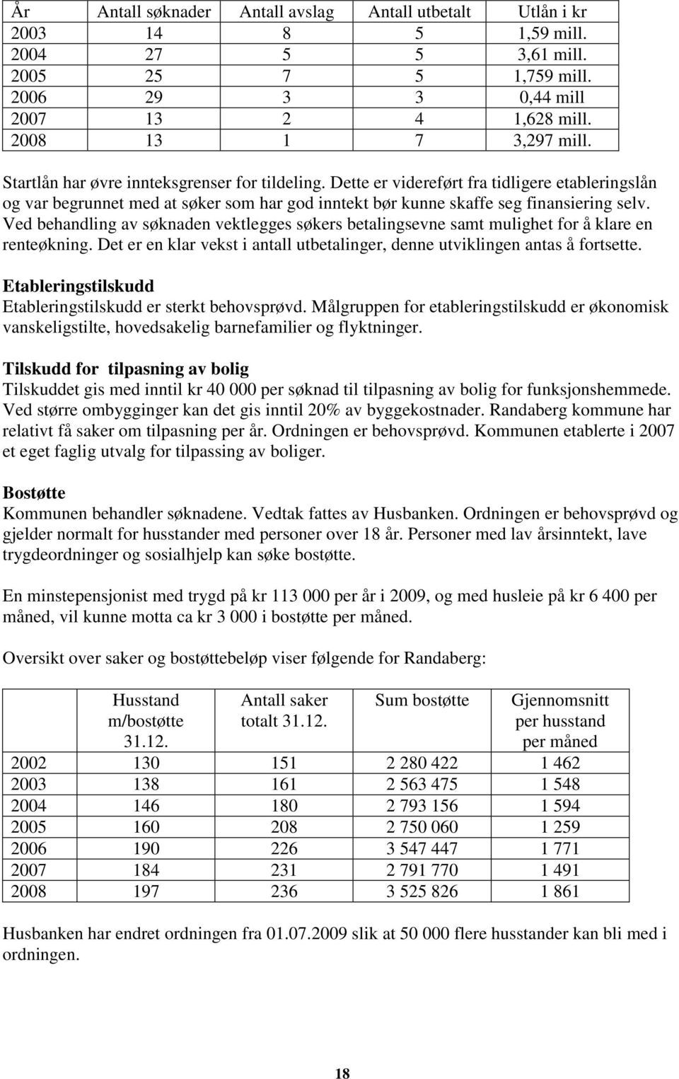 Ved behandling av søknaden vektlegges søkers betalingsevne samt mulighet for å klare en renteøkning. Det er en klar vekst i antall utbetalinger, denne utviklingen antas å fortsette.