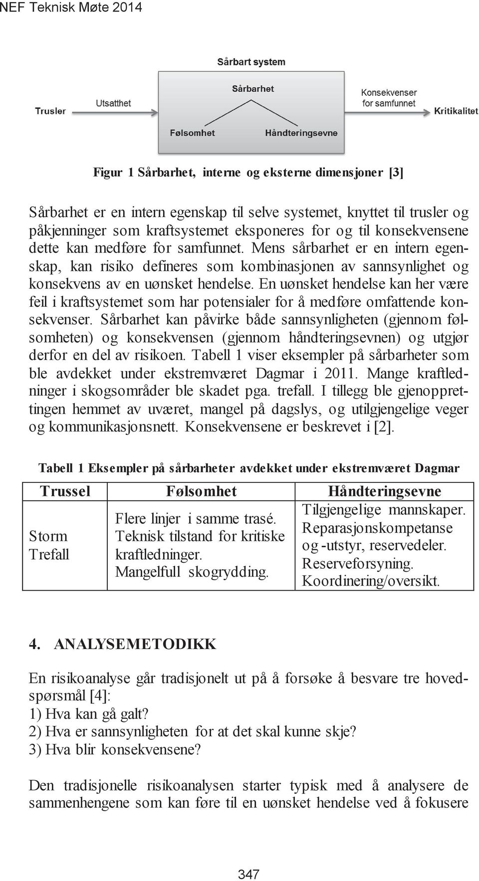 En uønsket hendelse kan her være feil i kraftsystemet som har potensialer for å medføre omfattende konsekvenser.