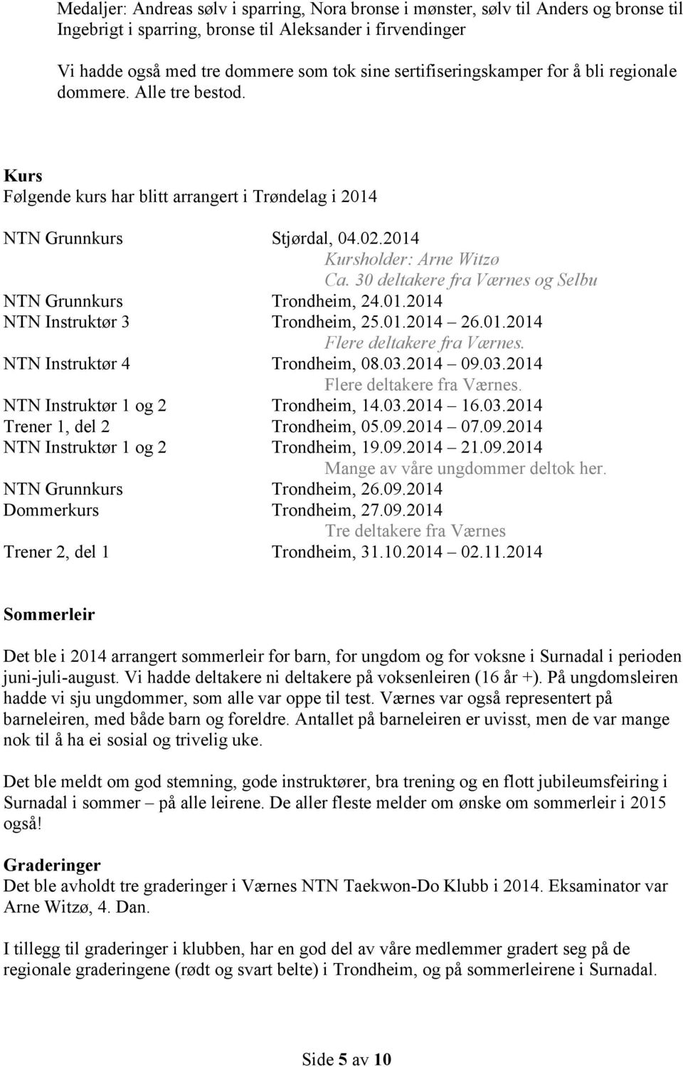 30 deltakere fra Værnes og Selbu NTN Grunnkurs Trondheim, 24.01.2014 NTN Instruktør 3 Trondheim, 25.01.2014 26.01.2014 Flere deltakere fra Værnes. NTN Instruktør 4 Trondheim, 08.03.