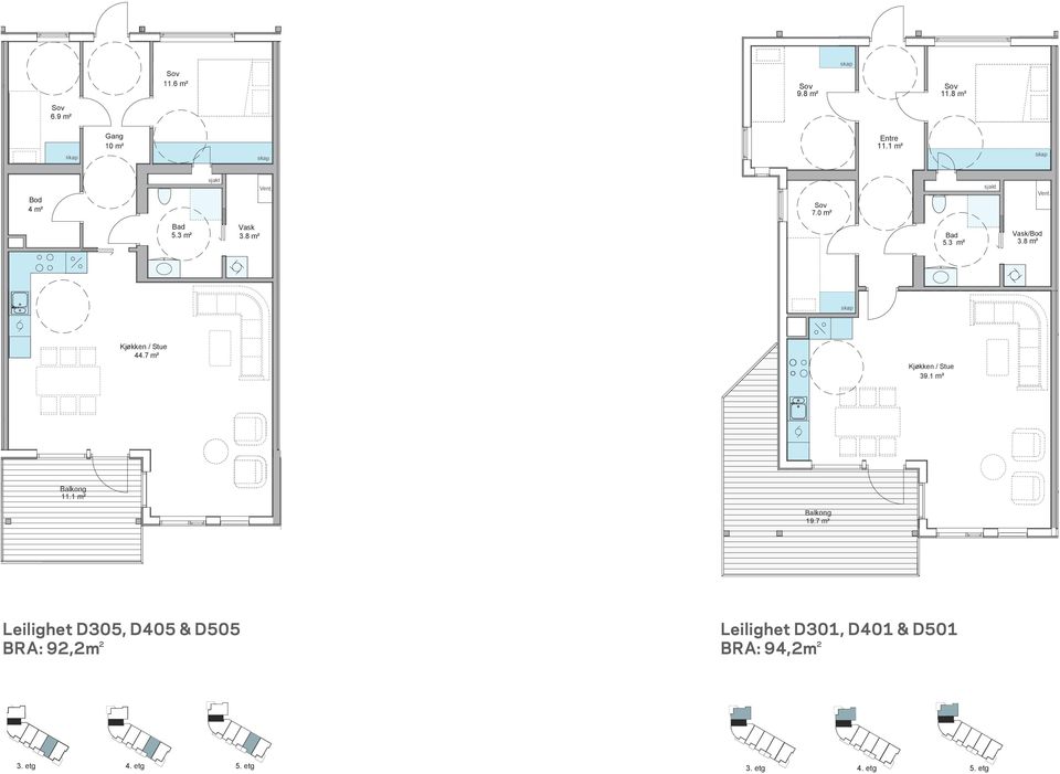 3 m² Leilighet D305, D405 & D505 BRA: 92,2m 2 isjonen gjelder: Leilighet 304 BRA 92,2 m2 TLF 17 70 90 firmapost@basis-ark.