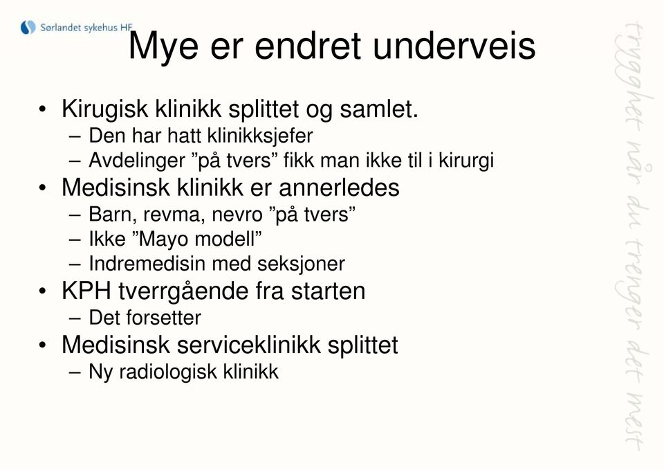 klinikk er annerledes Barn, revma, nevro på tvers Ikke Mayo modell Indremedisin med