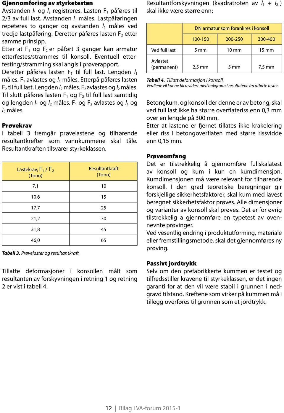 Etter at F 1 og F 2 er påført 3 ganger kan armatur etterfestes/strammes til konsoll. Eventuell etterfesting/stramming skal angis i prøverapport. Deretter påføres lasten F 1 til full last.