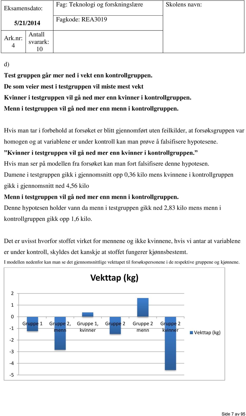 Hvis man tar i forbehold at forsøket er blitt gjennomført uten feilkilder, at forsøksgruppen var homogen og at variablene er under kontroll kan man prøve å falsifisere hypotesene.