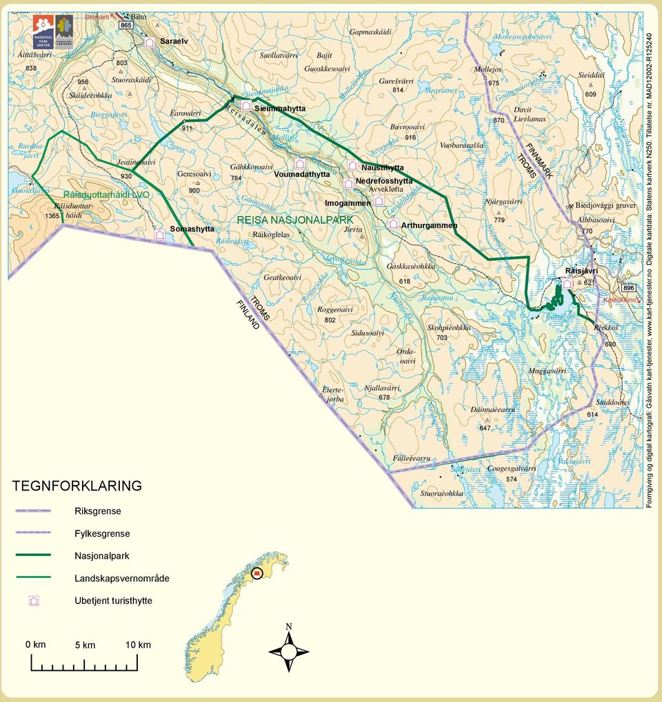 Ráikoglelas Ráikojávri TROMS FINLAND Sieimmajohka Ordaoaivi Ruvdnajávri Mollisfossen Geatkeoaivi Bajit Guoskkesoaivi Reisaelva Roggejohka Roggeoaivi 802 Gapmaskáidi Mollešjohka Geatkejohka