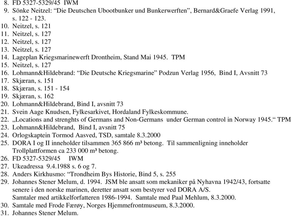 Skjæran, s. 151 18. Skjæran, s. 151-154 19. Skjæran, s. 162 20. Lohmann&Hildebrand, Bind I, avsnitt 73 21. Svein Aage Knudsen, Fylkesarkivet, Hordaland Fylkeskommune. 22.