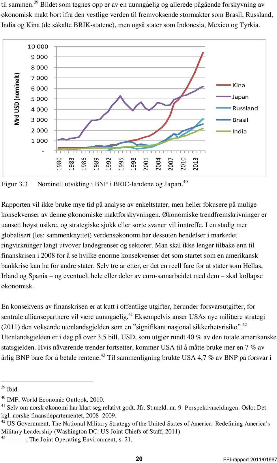 såkalte BRIK-statene), men også stater som Indonesia, Mexico og Tyrkia. 10 000 9 000 8 000 7 000 6 000 5 000 4 000 3 000 2 000 1 000 - Kina Japan Russland Brasil India Figur 3.