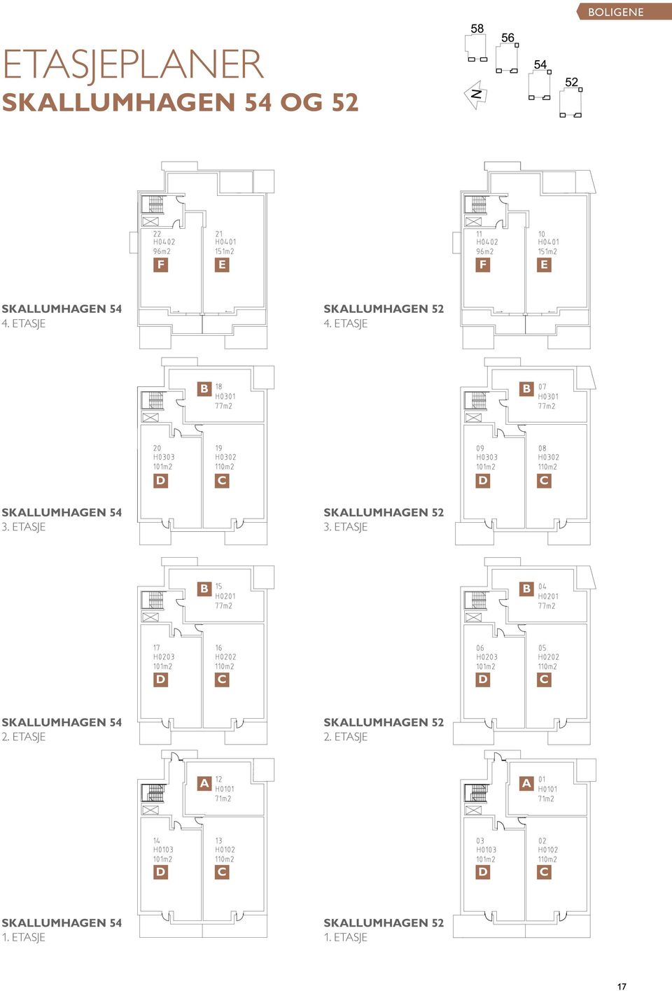 ETASJE SKALLUMHAGEN 52 3. ETASJE B B D C D C SKALLUMHAGEN 54 2.