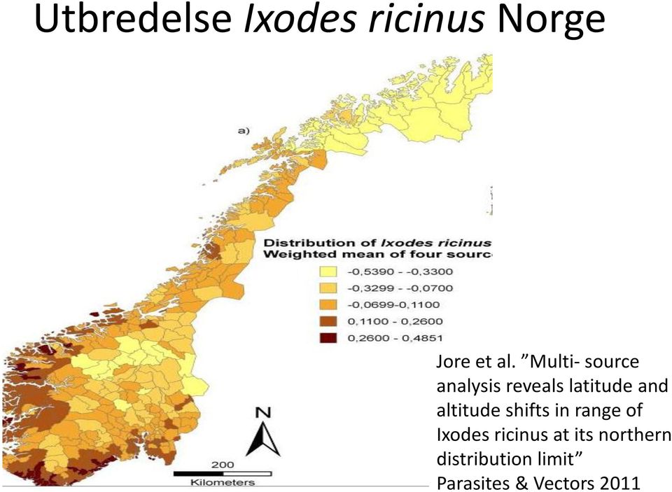 altitude shifts in range of Ixodes ricinus at