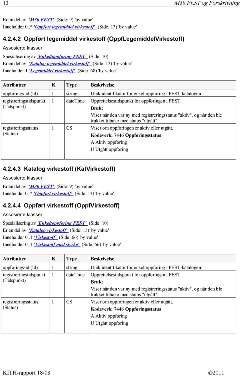 'Legemiddel virkestoff' (Side: 68) 'by value' oppførings-id (Id) 1 string Unik identifikator for enkeltoppføring i FEST-katalogen.