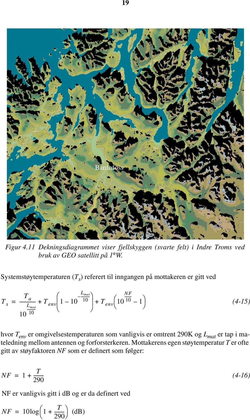 10 10 ------- NF 10 1 (4-15) hvor T env er omgivelsestemperaturen som vanligvis er omtrent 290K og L mat er tap i mateledning mellom antennen og forforsterkeren.