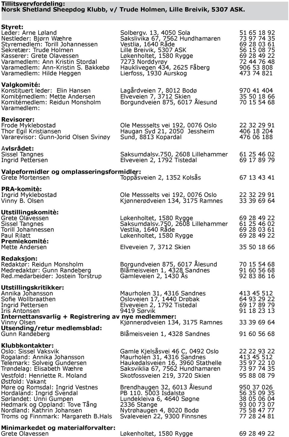 ASK 56 15 08 75 Kasserer: Grete Olavessen Løkenholtet, 1580 Rygge 69 28 49 22 Varamedlem: Ann Kristin Stordal 7273 Norddyrøy 72 44 76 48 Varamedlem: Ann-Kristin S.