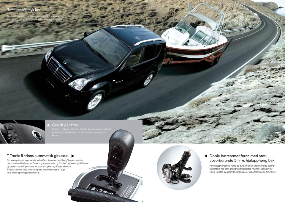 t Girkassesystemet, laget av Merzedes-Benz, kommer med SsangYongs innovative rattmonterte skifteknapper.