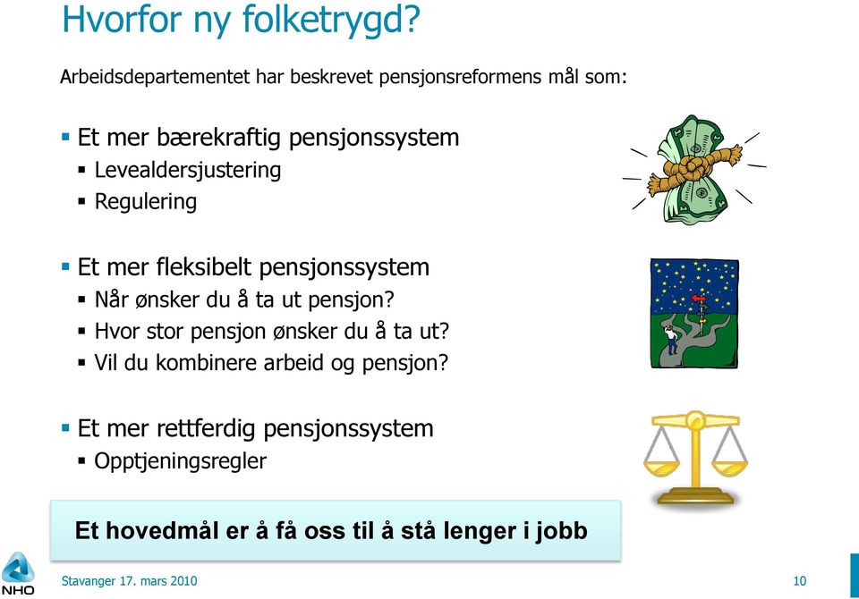 Levealdersjustering Regulering Et mer fleksibelt pensjonssystem Når ønsker du å ta ut pensjon?