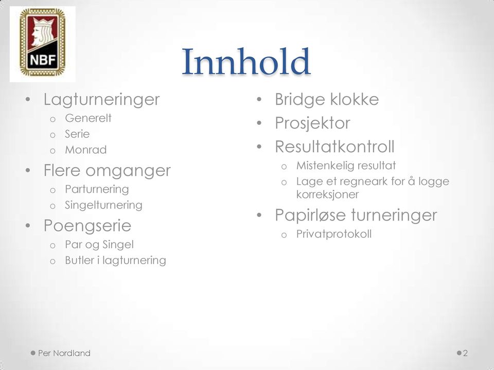 lagturnering Bridge klkke Prsjektr Resultatkntrll Mistenkelig