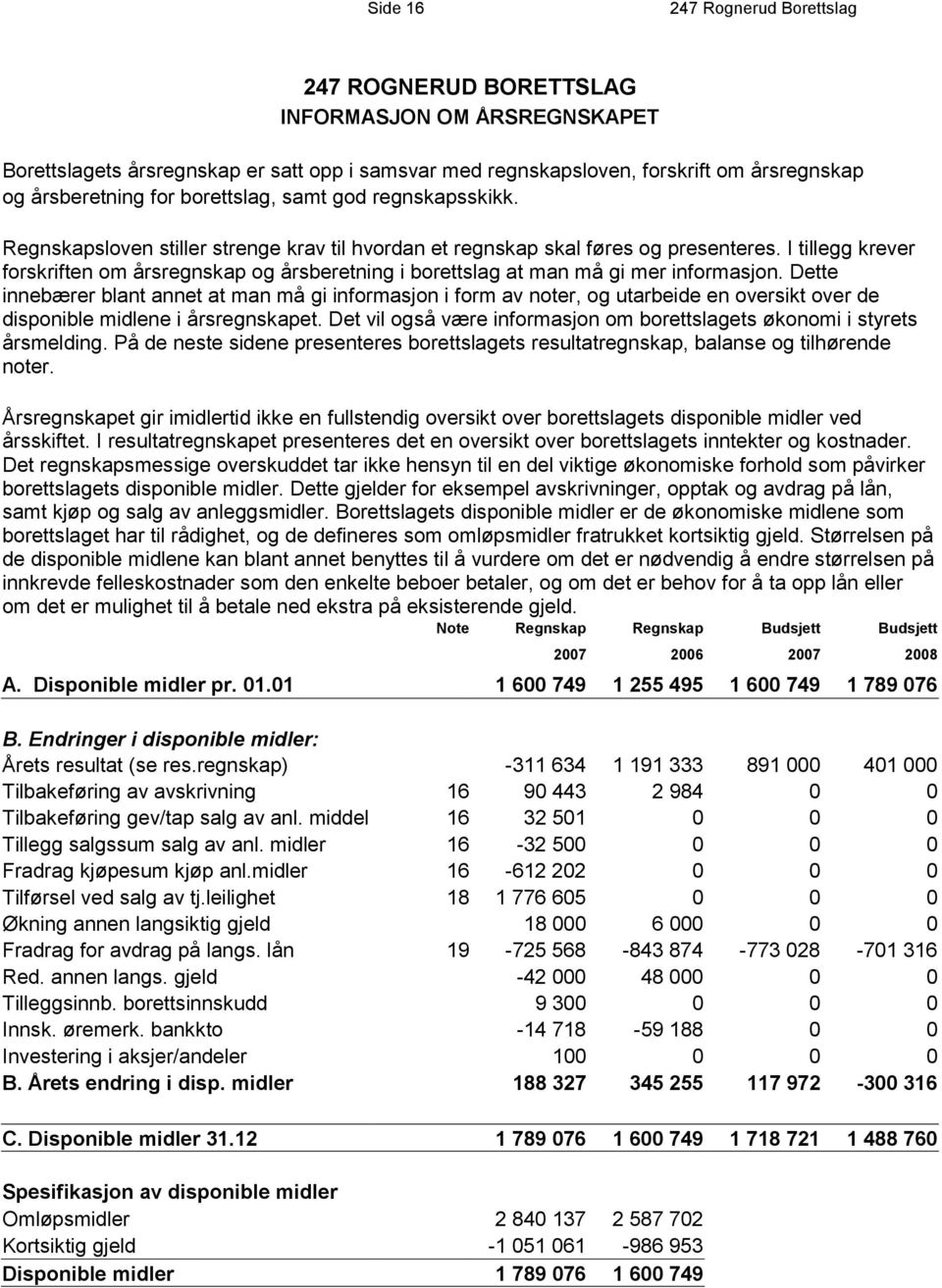 I tillegg krever forskriften om årsregnskap og årsberetning i borettslag at man må gi mer informasjon.