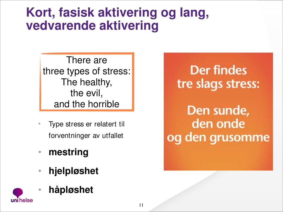 healthy, the evil, and the horrible Type stress er