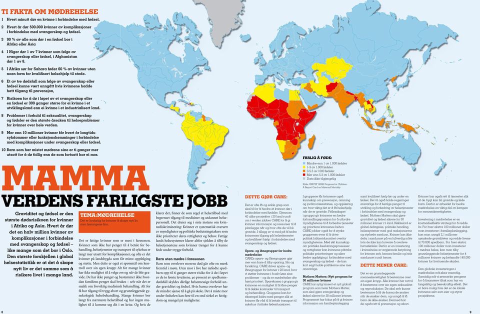 5 I Afrika sør for Sahara føder 60 % av kvinner uten noen form for kvalifisert helsehjelp til stede.