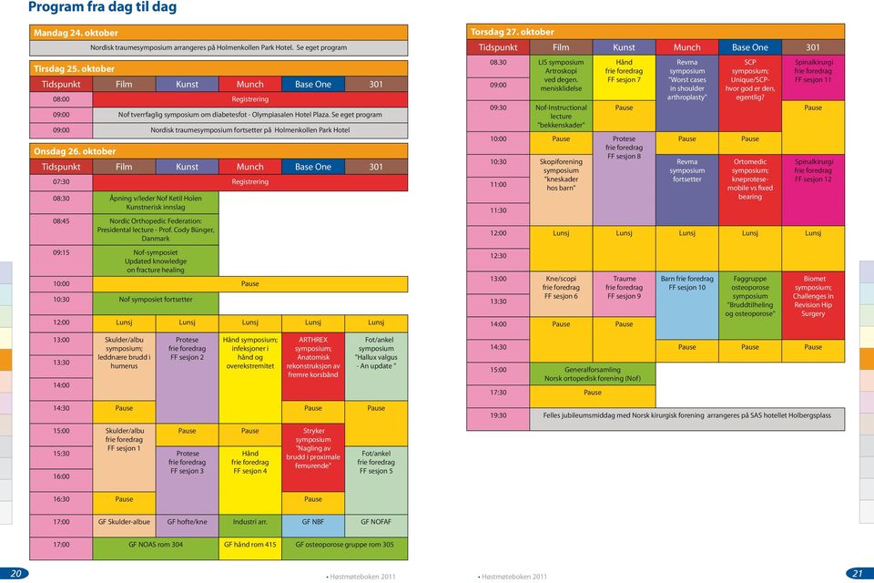 Se eget program 09:00 Nordisk traumesymposium fortsetter på Holmenkollen Park Hotel Onsdag 26.