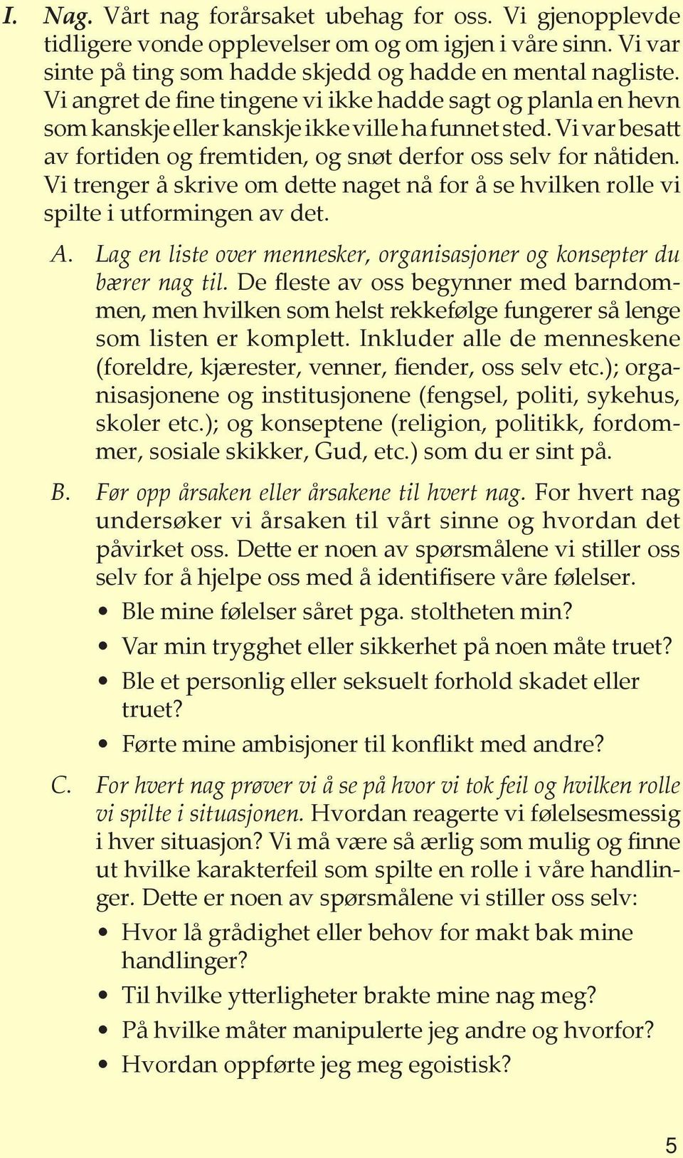 Vi trenger å skrive om dette naget nå for å se hvilken rolle vi spilte i utformingen av det. A. Lag en liste over mennesker, organisasjoner og konsepter du bærer nag til.