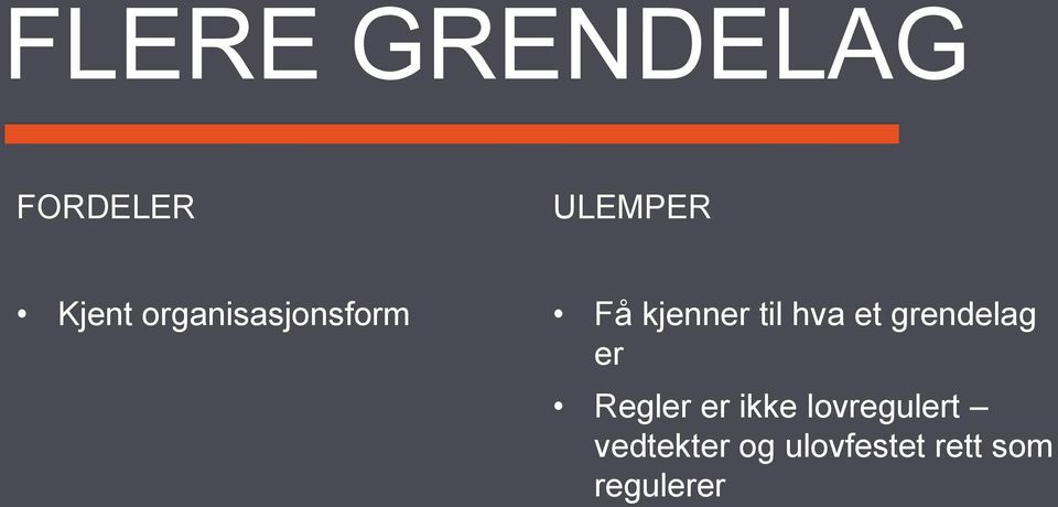 grendelag er Regler er ikke lovregulert