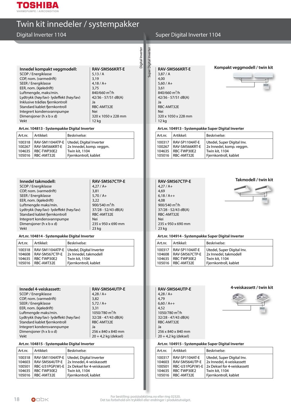 4,00 5,60 / A+ 3,61 840/660 m³/h 42/36-57/51 db(a) 320 x 1050 x 228 mm 12 kg Kompakt veggmodell / twin kit Art.nr.