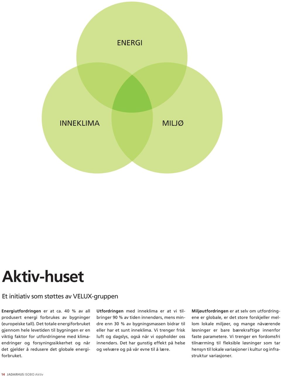 energiforbruket. Utfordringen med inneklima er at vi tilbringer 90 % av tiden innendørs, mens mindre enn 30 % av bygningsmassen bidrar til eller har et sunt inneklima.