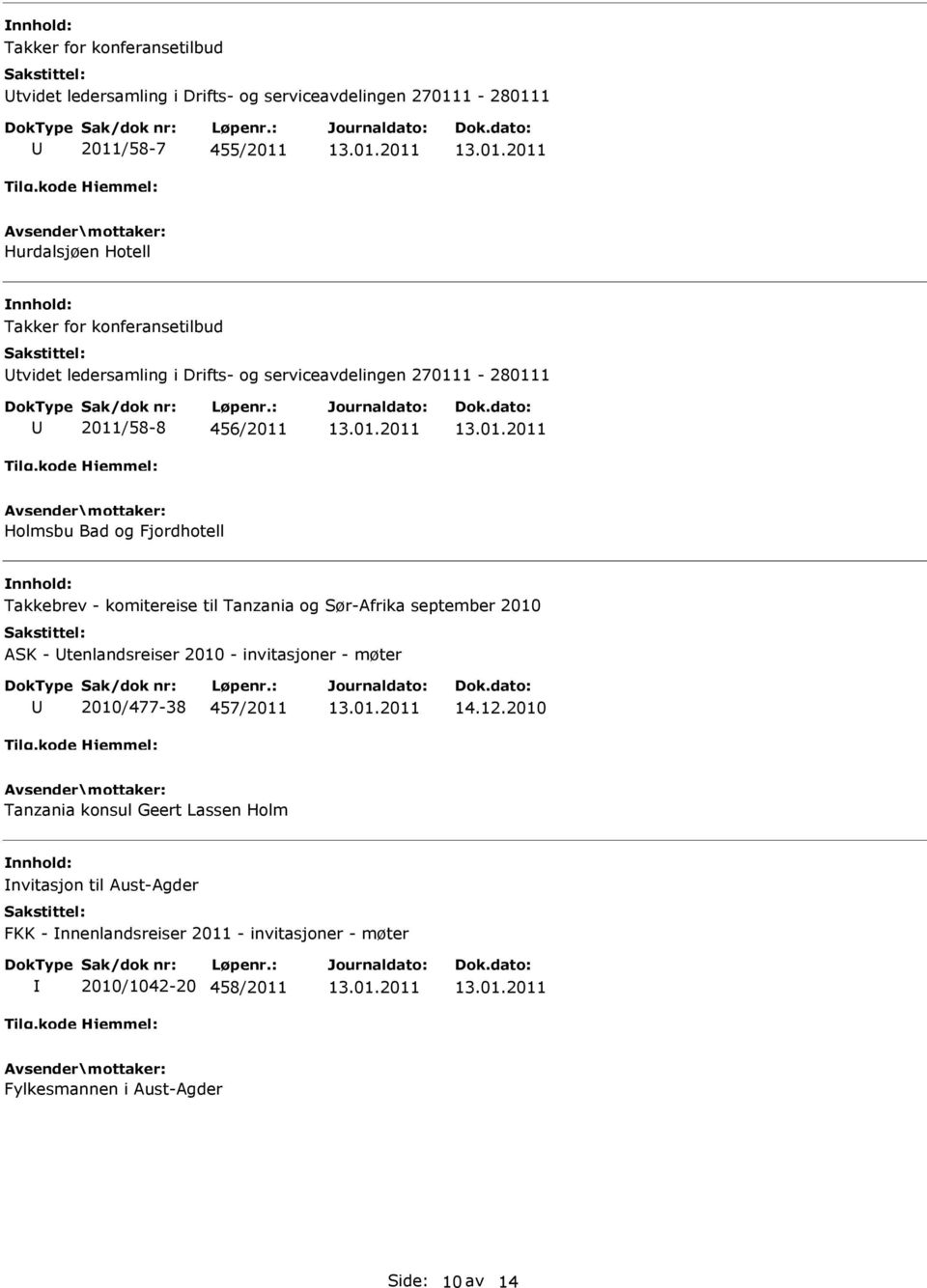 komitereise til Tanzania og Sør-Afrika september 2010 ASK - tenlandsreiser 2010 - invitasjoner - møter 2010/477-38 457/2011 14.12.