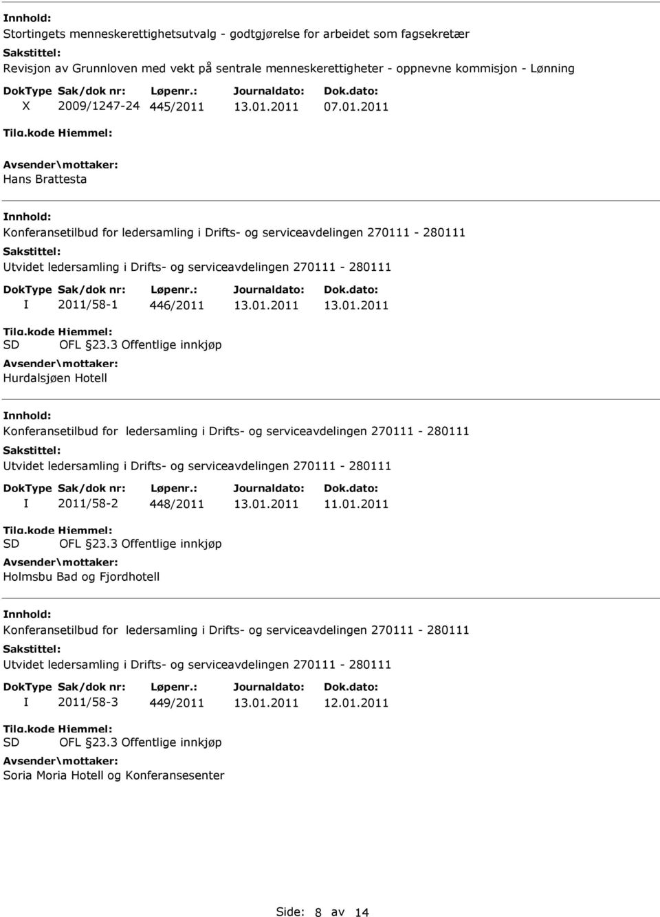 kode SD 2011/58-1 446/2011 Hjemmel: OFL 23.