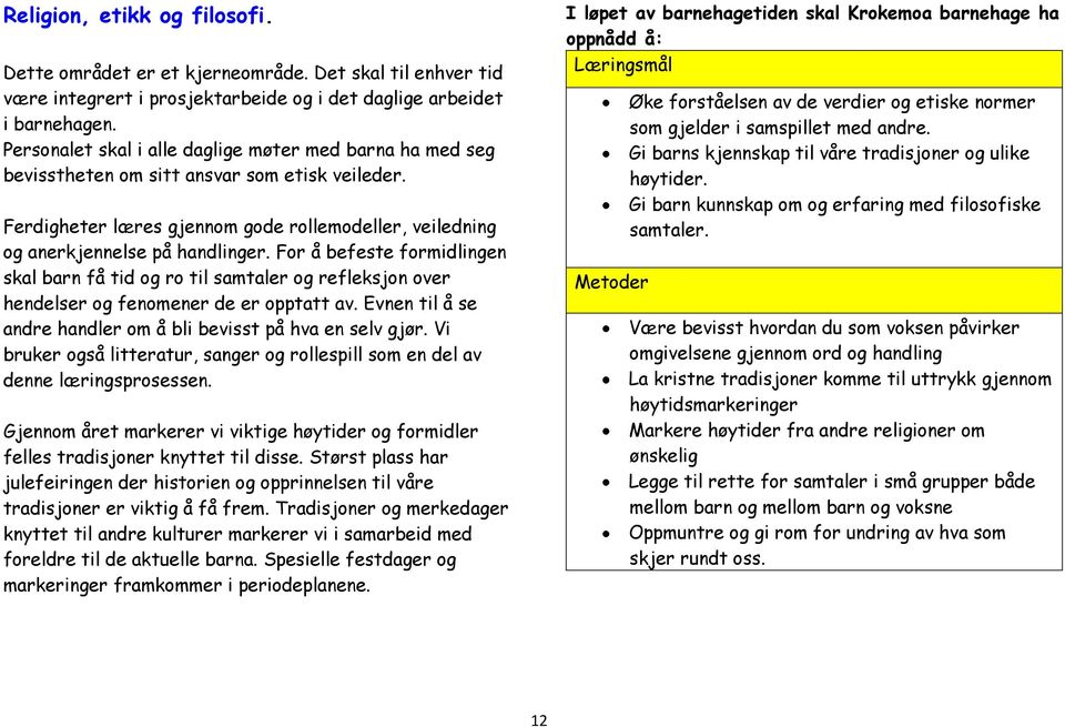 For å befeste formidlingen skal barn få tid og ro til samtaler og refleksjon over hendelser og fenomener de er opptatt av. Evnen til å se andre handler om å bli bevisst på hva en selv gjør.