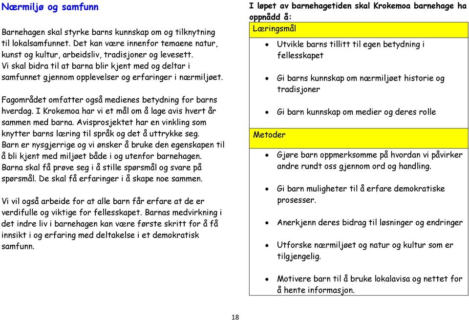 I Krokemoa har vi et mål om å lage avis hvert år sammen med barna. Avisprosjektet har en vinkling som knytter barns læring til språk og det å uttrykke seg.