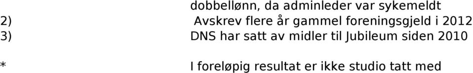 foreningsgjeld i 2012 DNS har satt av midler