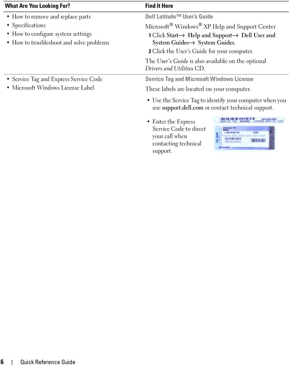 Here Dell Latitude User s Guide Microsoft Windows XP Help and Support Center 1 Click Start Help and Support Dell User and System Guides System Guides. 2 Click the User s Guide for your computer.