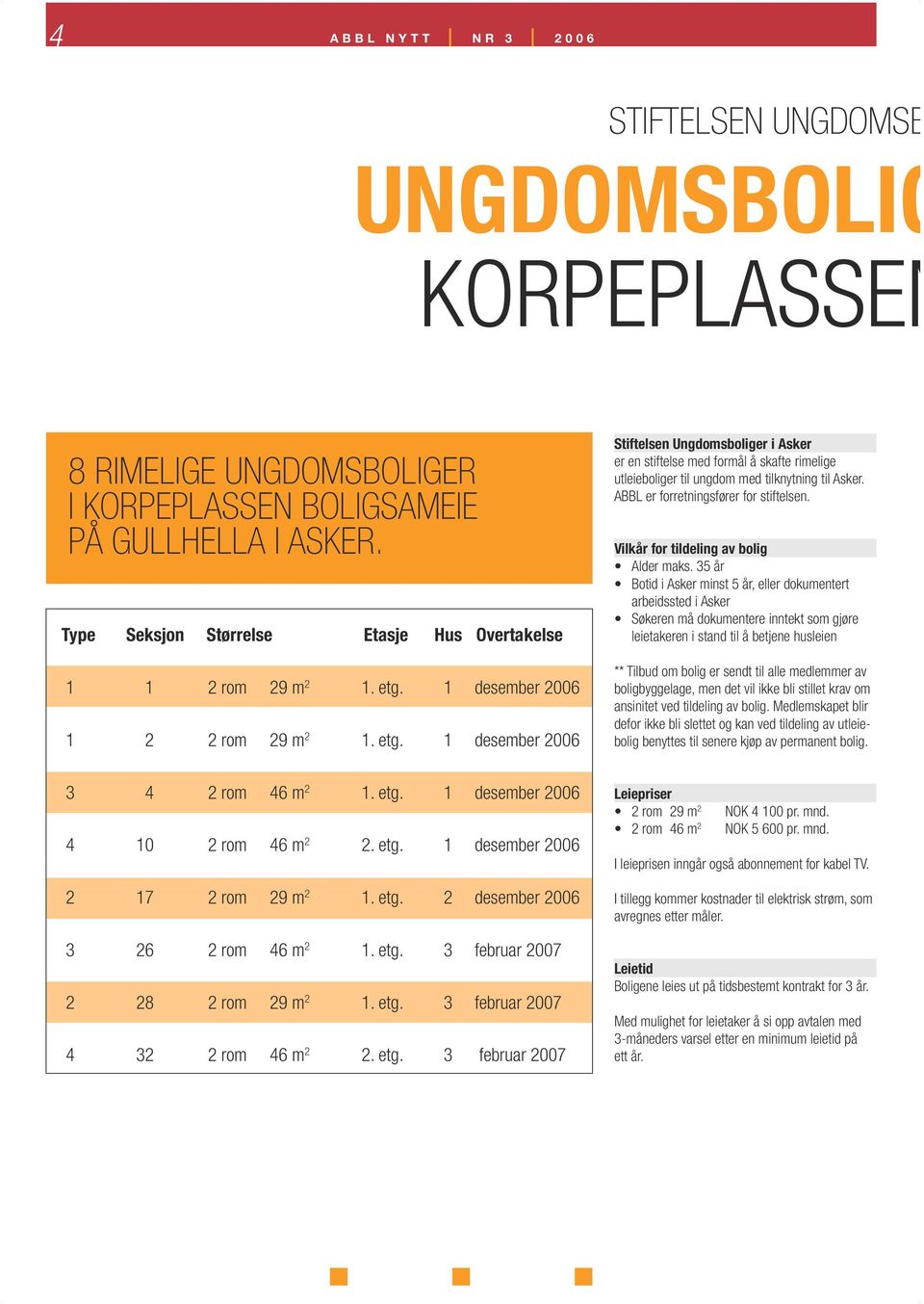 AL er forretningsfører for stiftelsen. Vilkår for tildeling av bolig Alder maks.