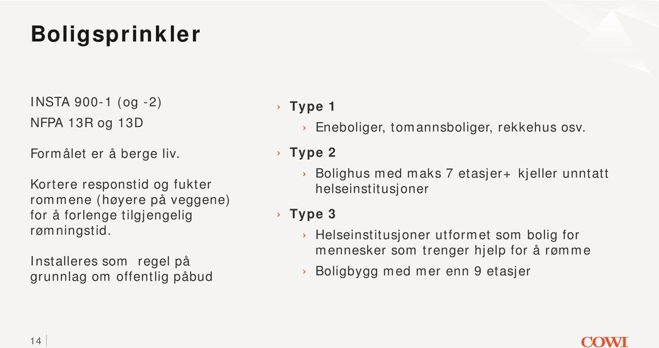 Installeres som regel på grunnlag om offentlig påbud Type 1 Eneboliger, tomannsboliger, rekkehus osv.