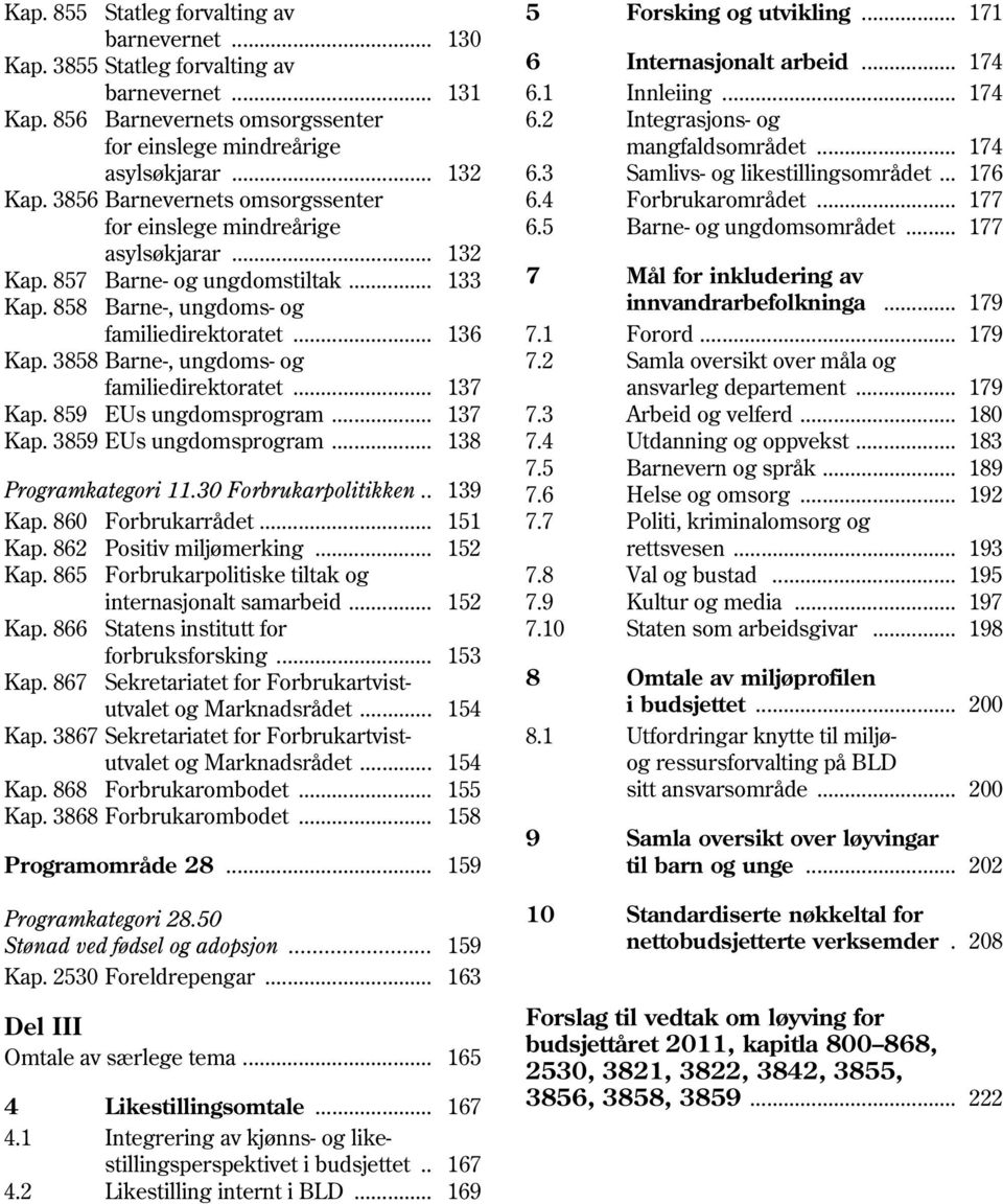 3858 Barne-, ungdoms- og familiedirektoratet... 137 Kap. 859 EUs ungdomsprogram... 137 Kap. 3859 EUs ungdomsprogram... 138 Programkategori 11.30 Forbrukarpolitikken.. 139 Kap. 860 Forbrukarrådet.