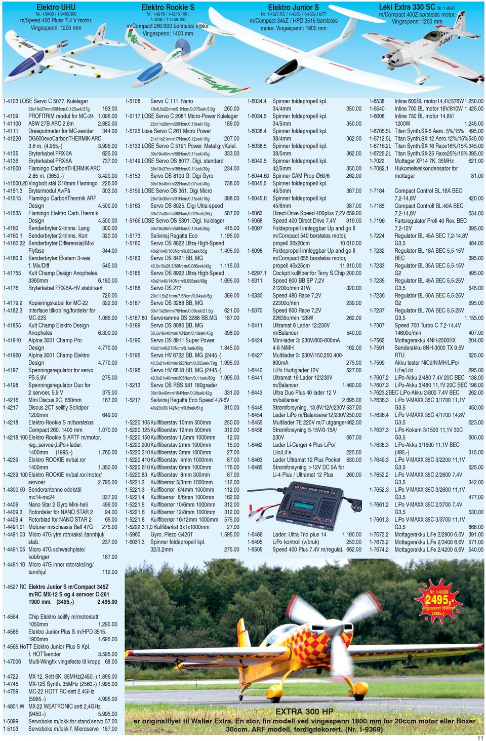 Vingespenn: 1200 mm 1-4103.LOSE Servo C 5077. Kulelager 38x19x37mm/50Ncm/0,125sek/37g 193.00 1-4109 PROFITRIM modul for MC-24 1.095.00 1-41100 ASW 27B ARC 2,6m 2.880.