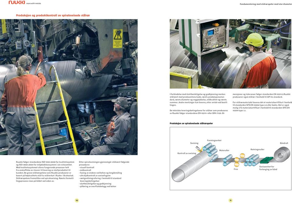 De tekniske leveringsbetingelsene for stålrør som produseres av Ruukki følger standardene EN 10219-1 eller DIN 17120. Dimensjoner og toleranser følger standarden EN 10219-2.